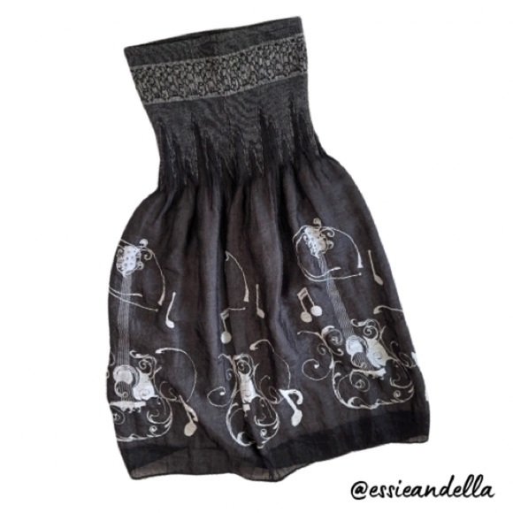 Anthropologie Guitar-Themed Strapless Bubble/Tube Dress - Picture 1 of 12